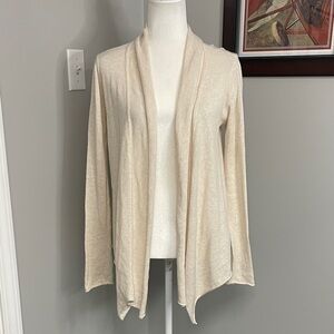 Prana Off White cream open cardigan women size small ruffle back